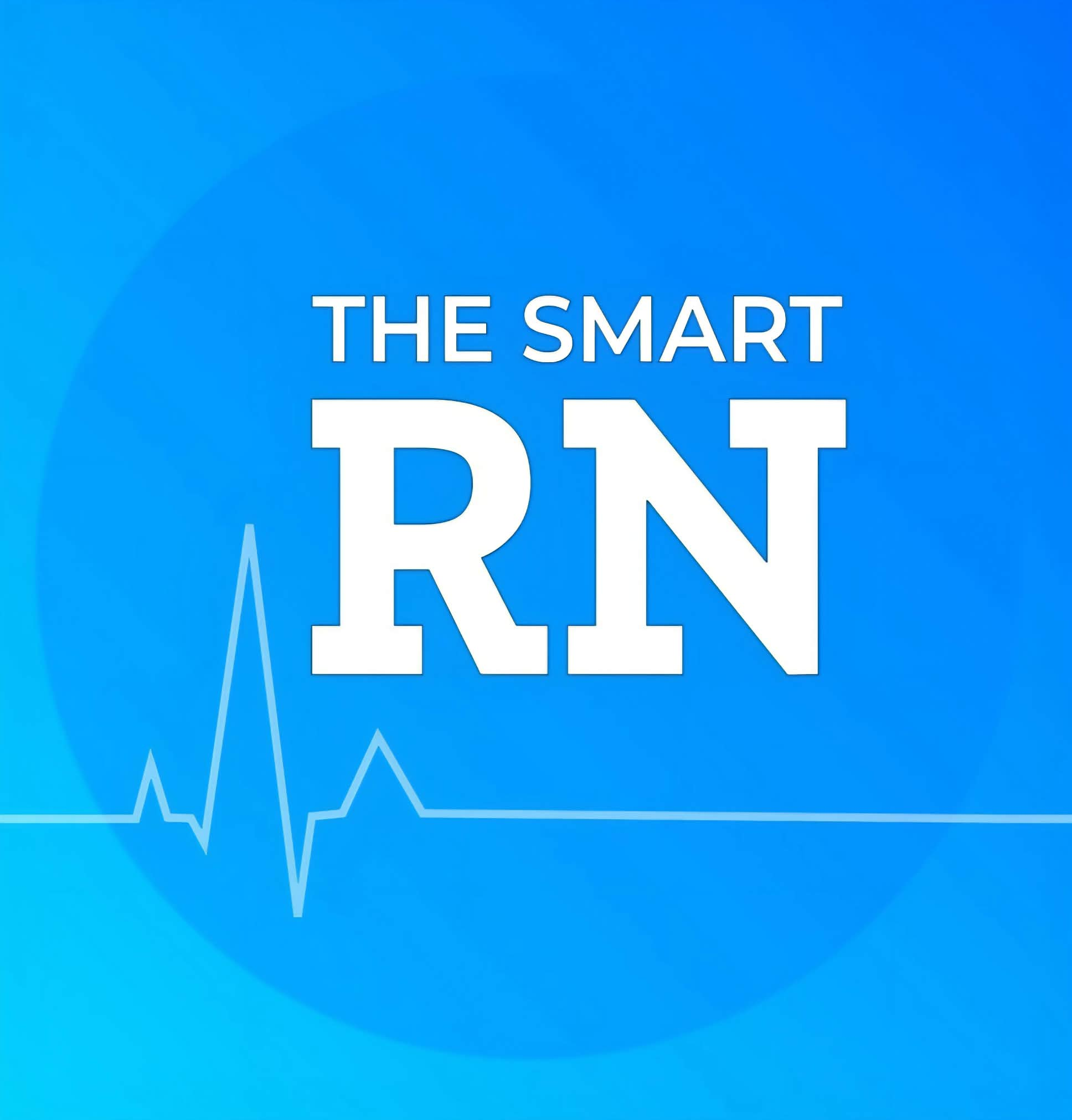 The Smart RN logo with a heartbeat line on a blue background